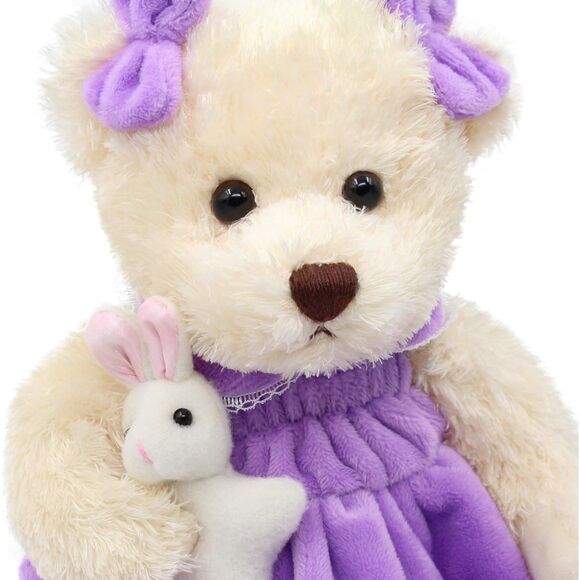 10" Oitscute Purple Small Teddy Bear with Cloth Stuffed Animal Soft Plush Toy - Picture 5 of 5